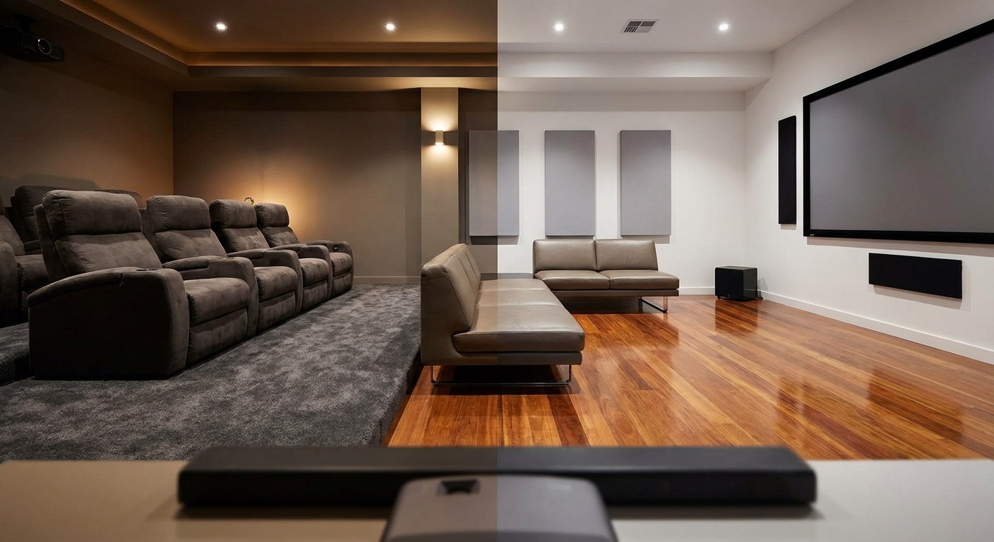 Does Carpet or Hardwood Make a Better Home Theater Floor?