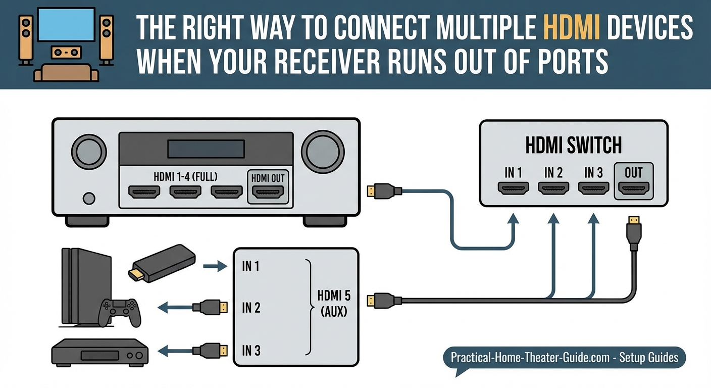 The Right Way to Connect Multiple HDMI Devices When Your Receiver Runs Out of Ports — 2